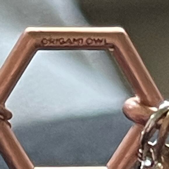 Origami Owl CORE Hexagon Bangle Bracelet Sterling Silver Charms Scorpio Feather - Picture 11 of 11